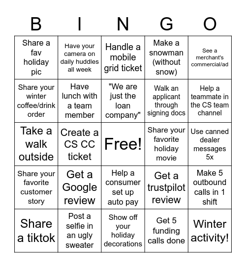 Client Services BINGO Card