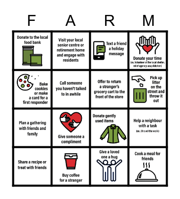 WFU Holiday Giving BINGO Card