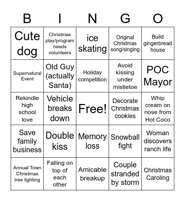 Hallmark Holiday Bingo Card