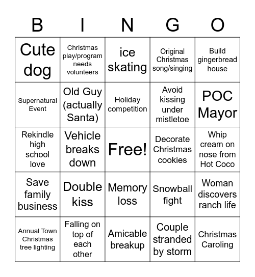 Hallmark Holiday Bingo Card