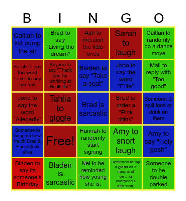 Healthfix Party Bingo Card