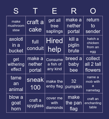 stereo belated bday mc bingo Card