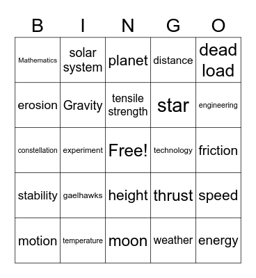 Science Bingo Card