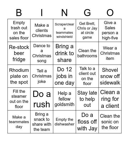 GOLDSMITH BINGO Card