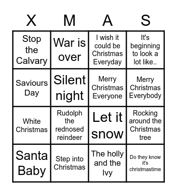 Christmas songs Bingo Card