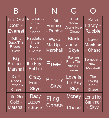 September 2020 - World Bingo Card