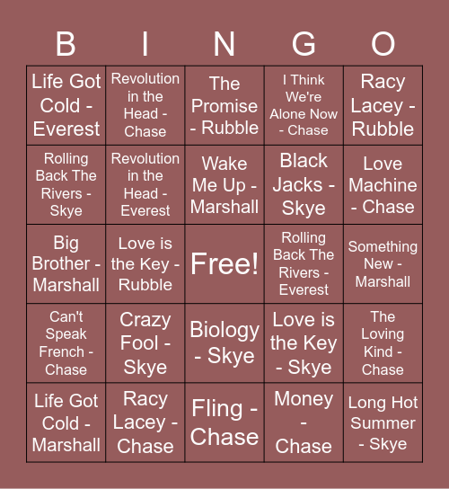 September 2020 - World Bingo Card