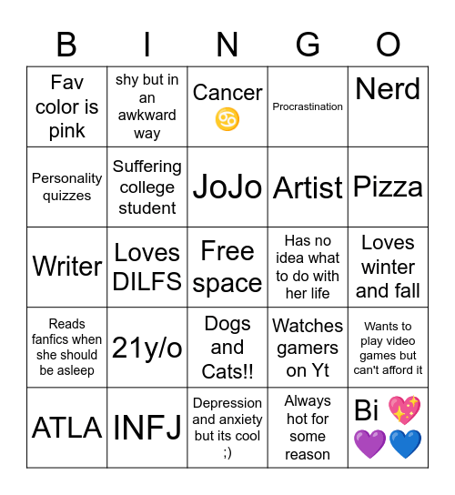 Uhohmykokoro Bingo Card