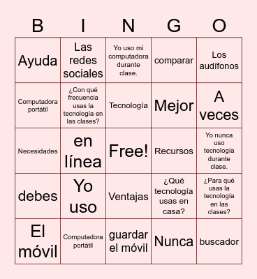 Technology & Education Spanish 2 - Quarter 2 Bingo Card