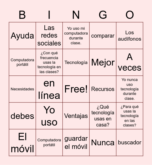 Technology & Education Spanish 2 - Quarter 2 Bingo Card