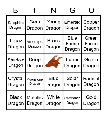 Dragons Bingo Card