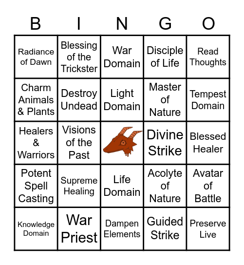 Cleric Bingo Card