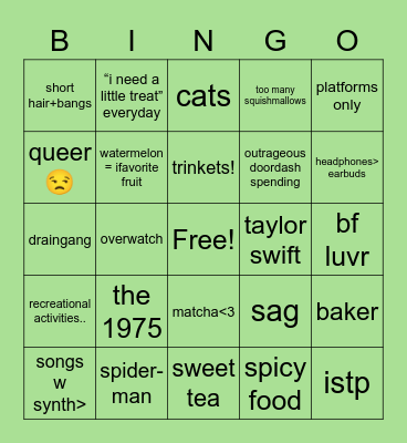 Devon’s Bingo Card