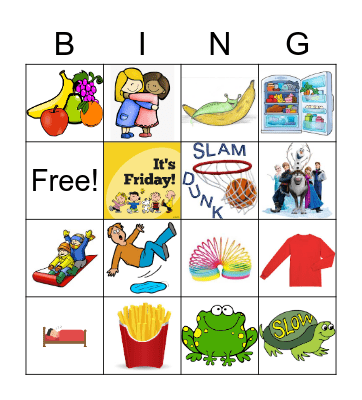 /sl/ and /fr/ onset clusters Bingo Card