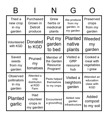 KGD Annual Celebration Bingo Card