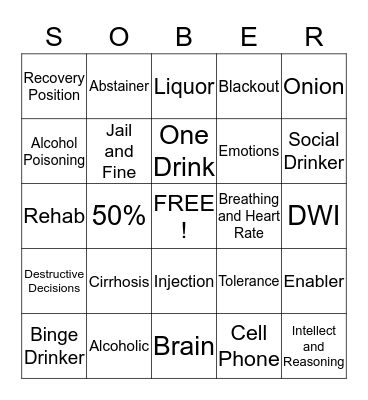 Alcohol Review Game Bingo Card