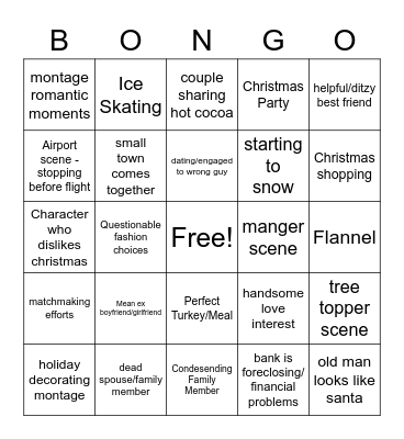 Christmas Movie BONGO Bingo Card