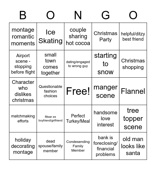 Christmas Movie BONGO Bingo Card