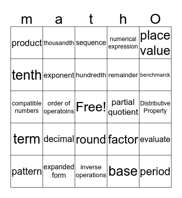 Joseph matho Bingo Card