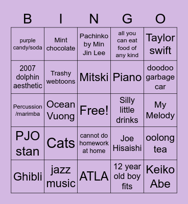 Jaz Bingo Card
