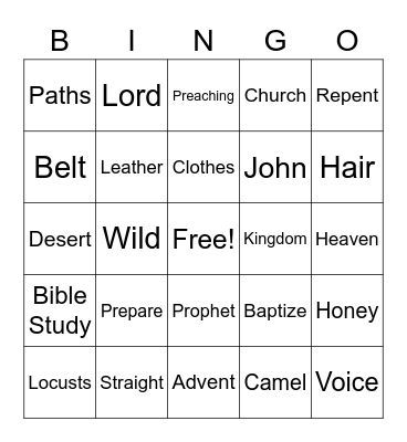 2nd Sunday of Advent YR C Bingo Card