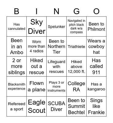 Squad Super Search Bingo Card