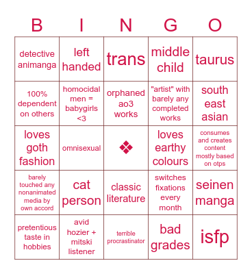 katsusho kinnie Bingo Card