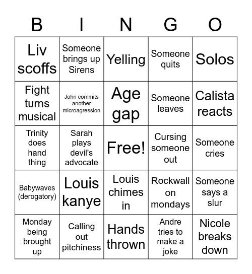 Acageddon 2022 Bingo Card