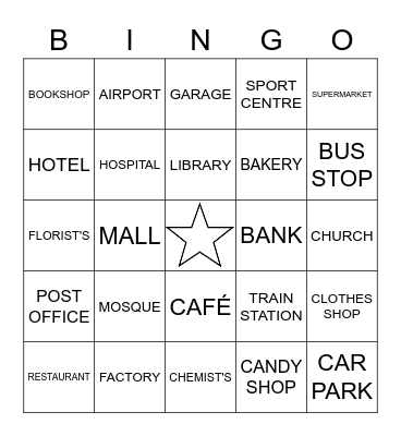 FUN AROUND TOWN Bingo Card
