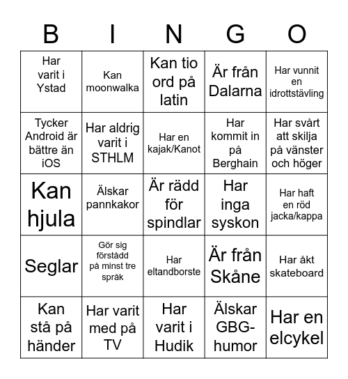 Julmingelbingo Card