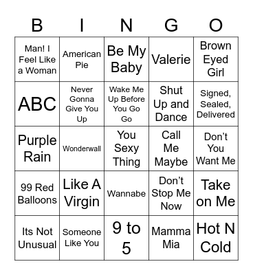 Christmas Music Bingo Card