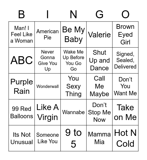 Christmas Music Bingo Card