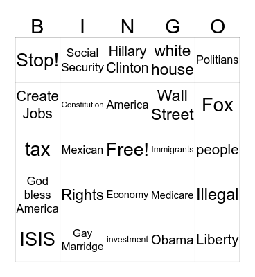 Sean's Bingo Card