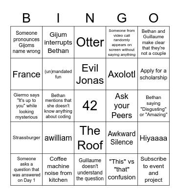 Unmandated Fun Bingo' Bingo Card