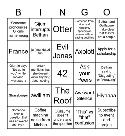 Unmandated Fun Bingo' Bingo Card