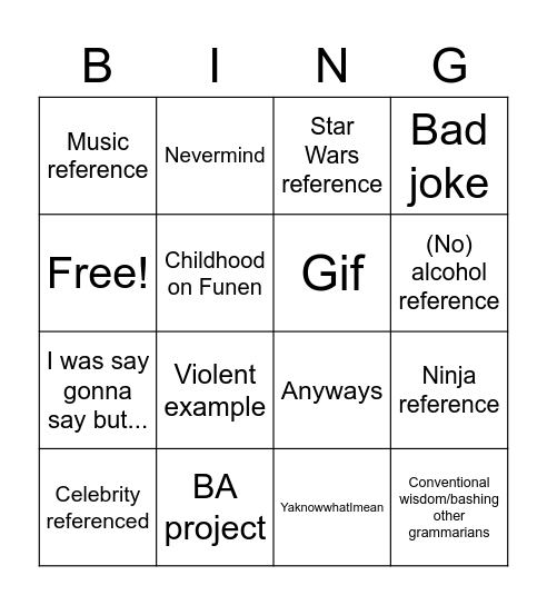 Kim BINGO Card