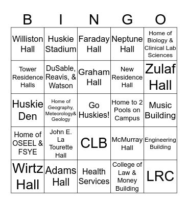 NIU Review! Bingo Card
