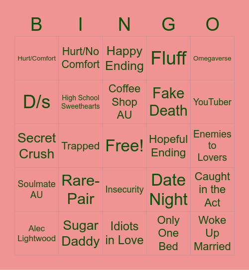 Character/Fandom Bingo Card