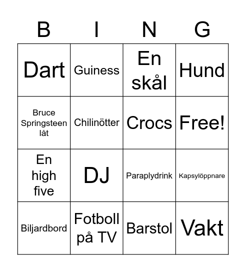 BARbingo! Bingo Card