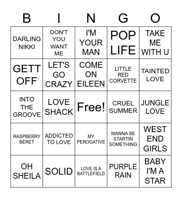 PRINCE RADIO 4-4 Bingo Card
