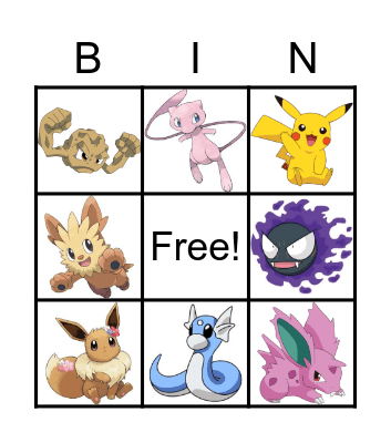 Pokemon Bingo Card
