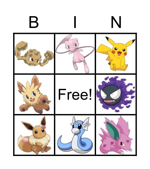 Pokemon Bingo Card