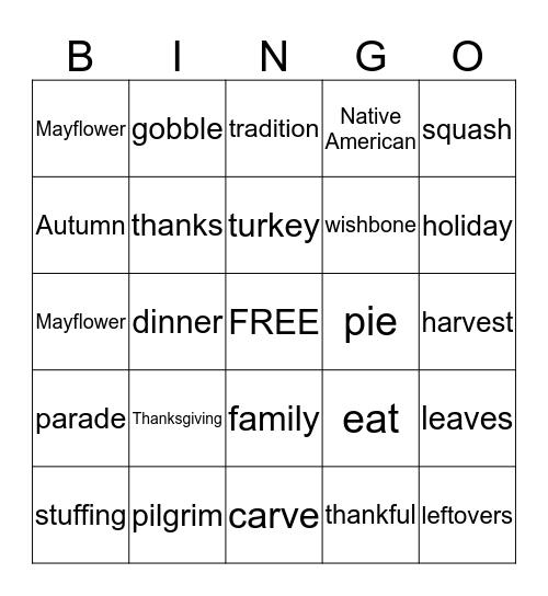 Thanksgiving Bingo Card