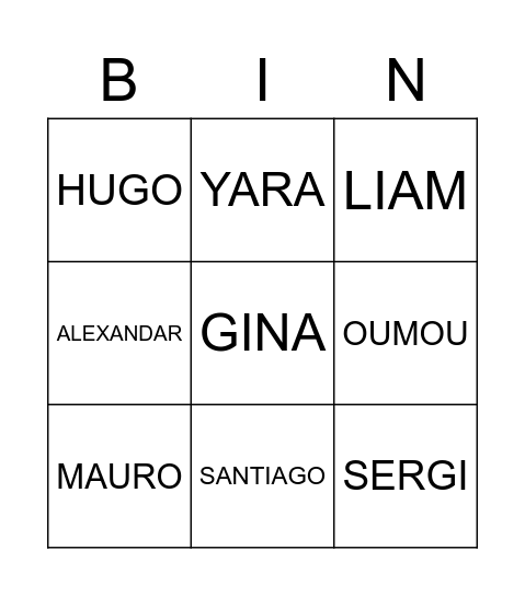 COMPANYS Bingo Card