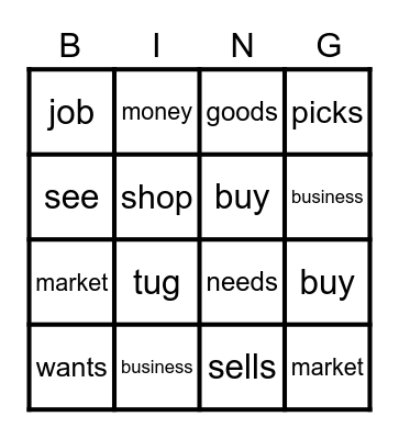 Hussian's Vocabulary Bingo Card