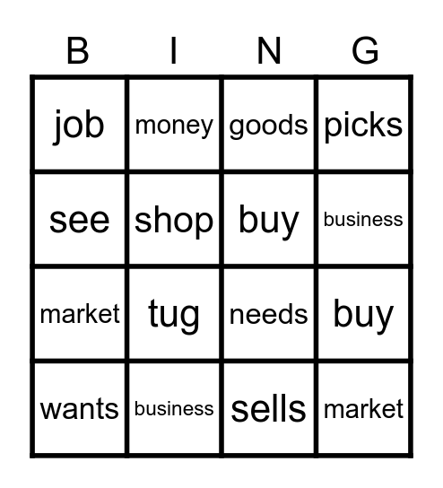 Hussian's Vocabulary Bingo Card