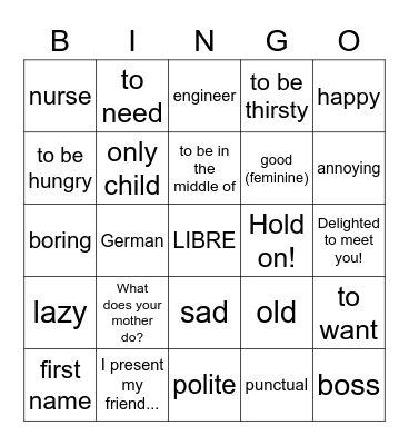 Unit 1 Review Bingo Card