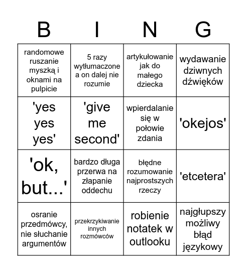 bingo wybitnego testera Bingo Card