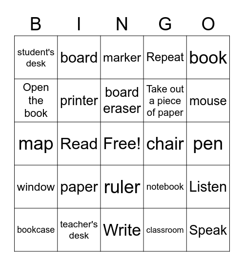 Unit 2: En la clase Bingo Card