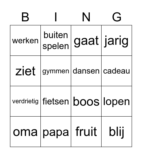 lunch Bingo Card